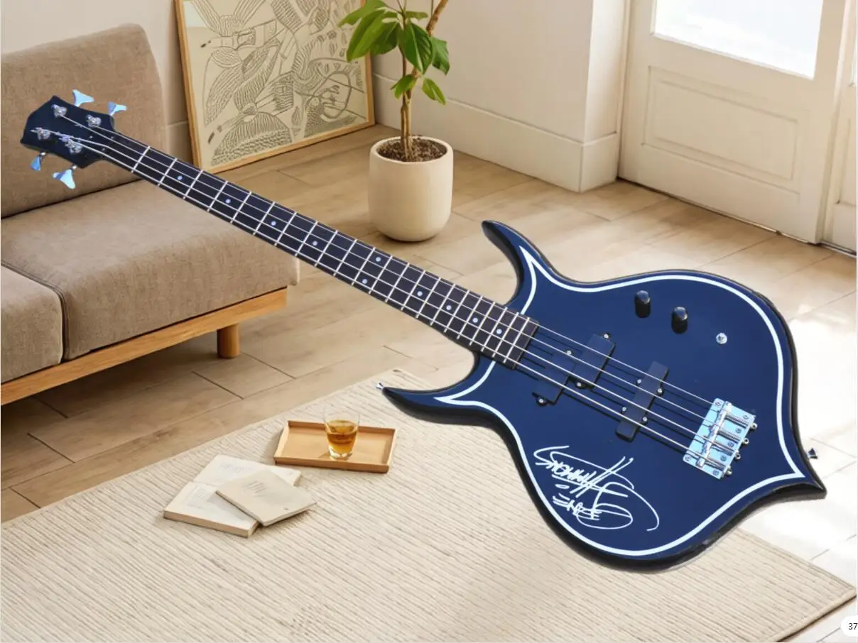 Classic 4 strings bass guitar ,black bass, maple neck, solid wood body,Personal signature, fixed bridge, customizable