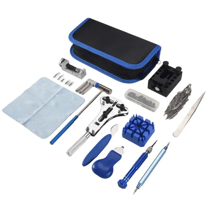 FLYY-185-teiliges Uhrenreparatur-Set, Uhrenbatterie-Wechselwerkzeug, Uhrengehäuseöffner, Reparatur-Kit, Federsteg-Werkzeug-Set – Detail 1
