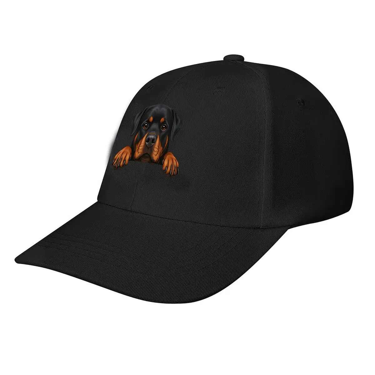 Realistic Rottweiler Dog Peeking Art Print Home Decor Baseball Cap Fashion Men Sunhat Women's Outdoor Sports Snapback Cap