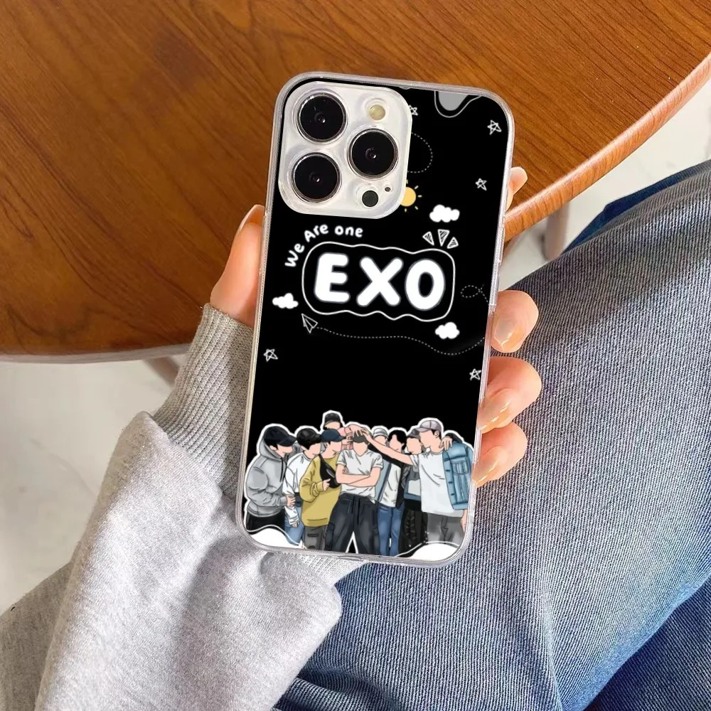 KPOP EXO Cute Mobile Cell Phone Case for iPhone 15 14 13 12 11 XS X 8 7 6 Plus Mini Pro Max SE 2022 Clear Phone Cover Funda