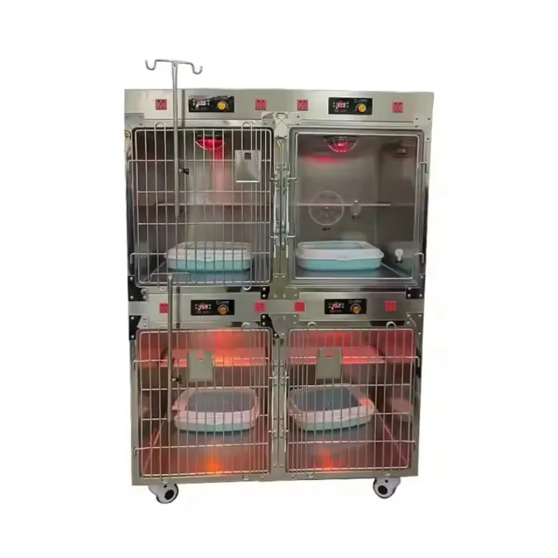

PUJIA Veterinary Cat Warming Cage Animal Chamber Cage with Heating IV Poles Dog Pet Cage