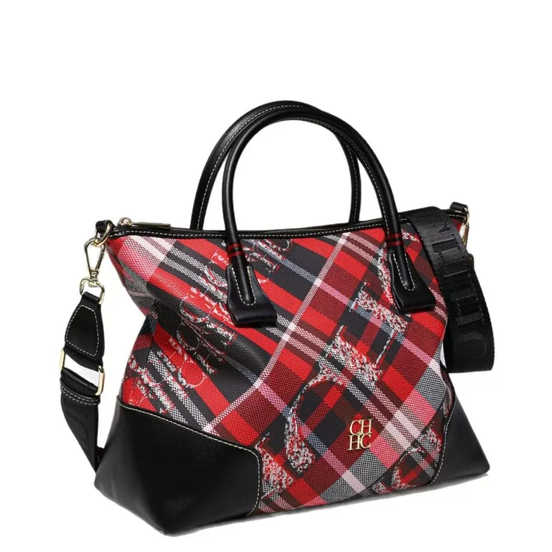 CH Luxury Plaid Women's Tote Bag Large Capacity Handbag with Gold Hardware Detachable Shoulder Strap Casual Crossbody Purse view 6