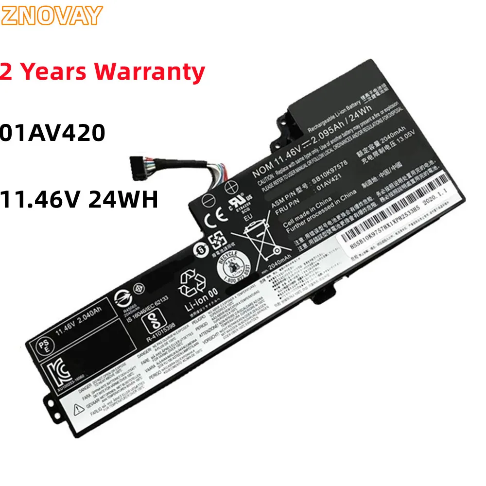 ZNOVAY Internal Battery For Lenovo ThinkPad T470 T480 A475 A485 TP25 01AV419 01AV421 01AV489 01AV420 SB10K97576 SB10K97578 24WH