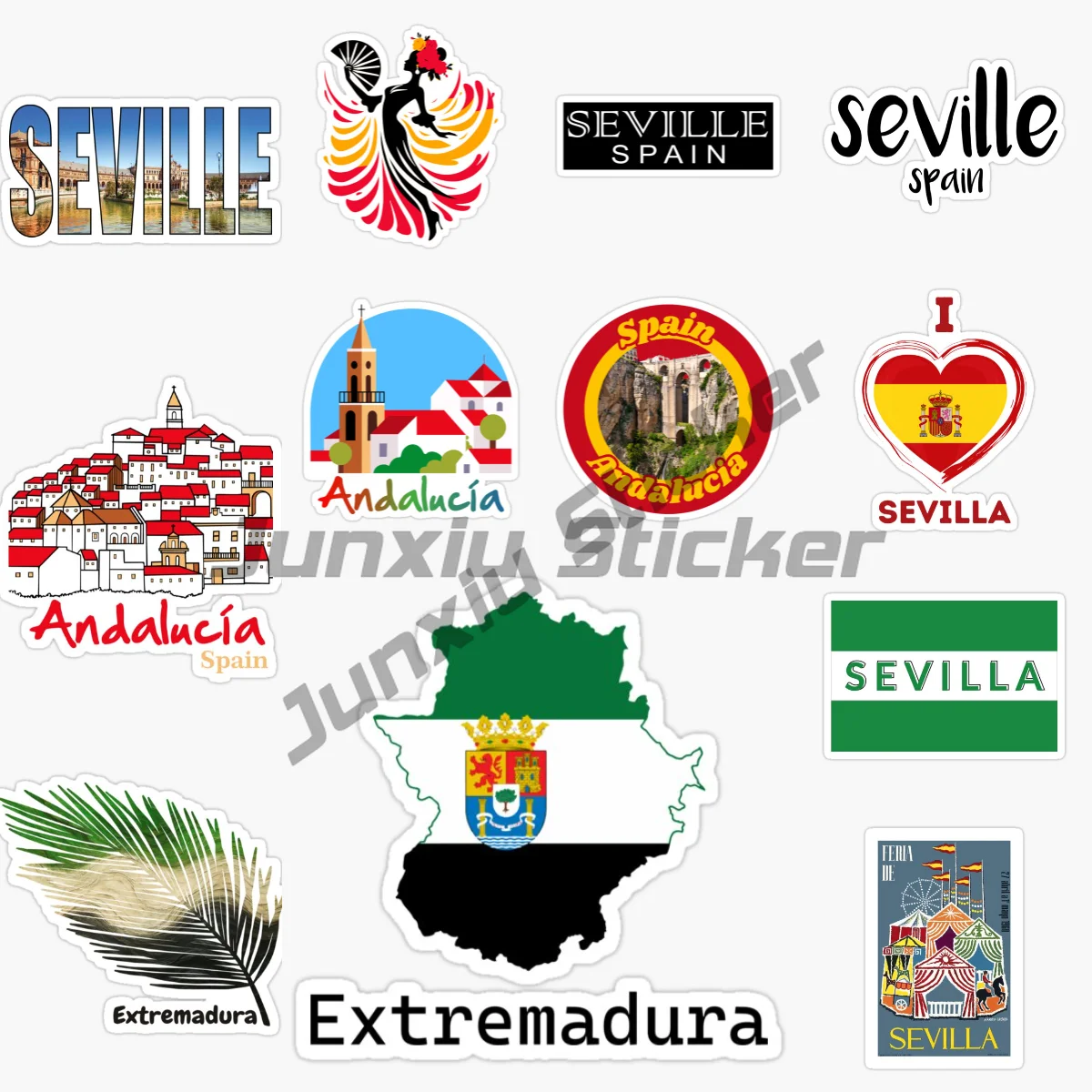 

Seville Spain Extremadura Spain SIERRA NEVAD ANDALUCIA Flag Map National Emblem Decal Vinyl PVC Suitable Motorcycles, Cars Decal