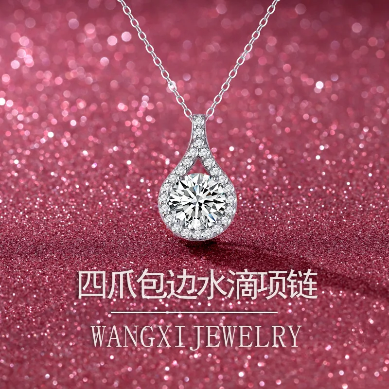Holiday Gift Four-claw Wrapped Teardrop Pendant 4 Carat For Women, Moissanite PT950 Platinum Luxurious Exquisite Present