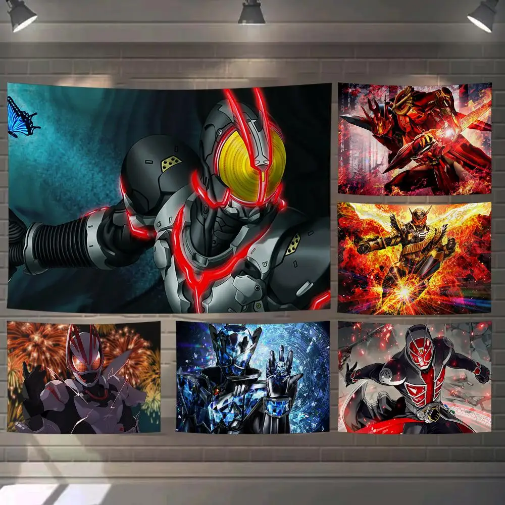 Cool K-Kamen Rider Tapestry Custom Living Bedroom Party Dormitory Interior Wall Bohemian Decoration Attached Clip