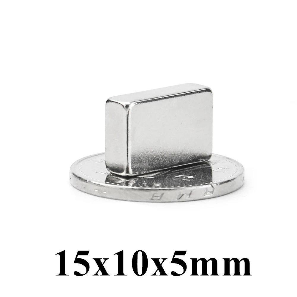 100pcs 15x10x5mm Super Powerful Strong Rare Earth Block NdFeB Magnet Neodymium N35 Magnets 15*10*5mm