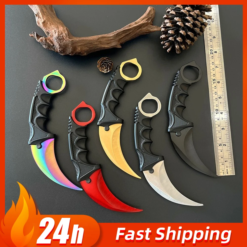 19cm karamabit GO Game Periphera Claw Knife Outdoor Training Knifes Unsharpened Weapons Model Ornaments Birthday Gift for Boy