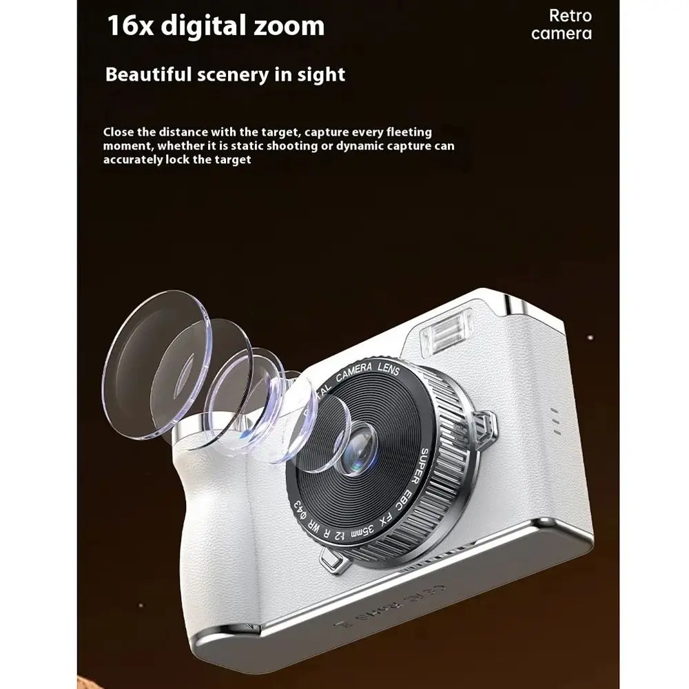 Front/Rear Dual Camera 4K HD Digital Camera Autofocus 2.4 Inch Screen Entry-Level CCD Camera LED Fill light Rechargeable