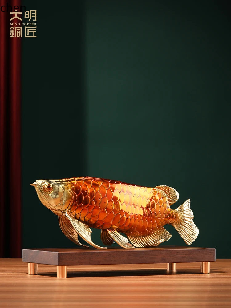 Golden Arowana Ornament for Living Room Entrance Office Decoration