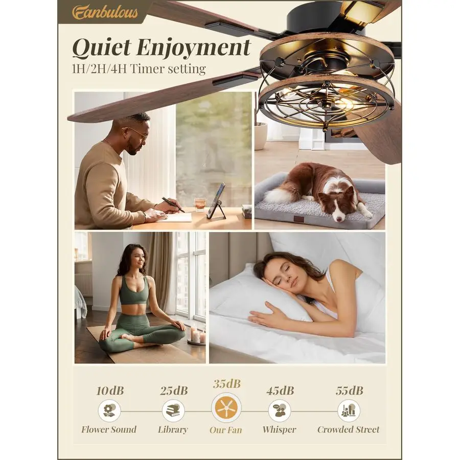 Inch Farmhouse Ceiling Fan with Light and Remote, Black Industrial Caged Flush Mount Ceiling Fans with 6 Speed Reversible Motor