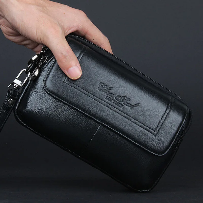 Verkauf Echt leder Männer Zelle/Handy Fall Tasche Modetrend Clutch Handgelenk Handtaschen Gürtel Gürtel tasche Tasche Hüft tasche