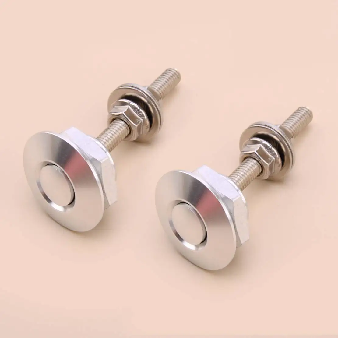 Universal 2pcs Silver 25mm Car Push Button Quick Release Hood Bonnet Pins Lock Clip Bumper Latch