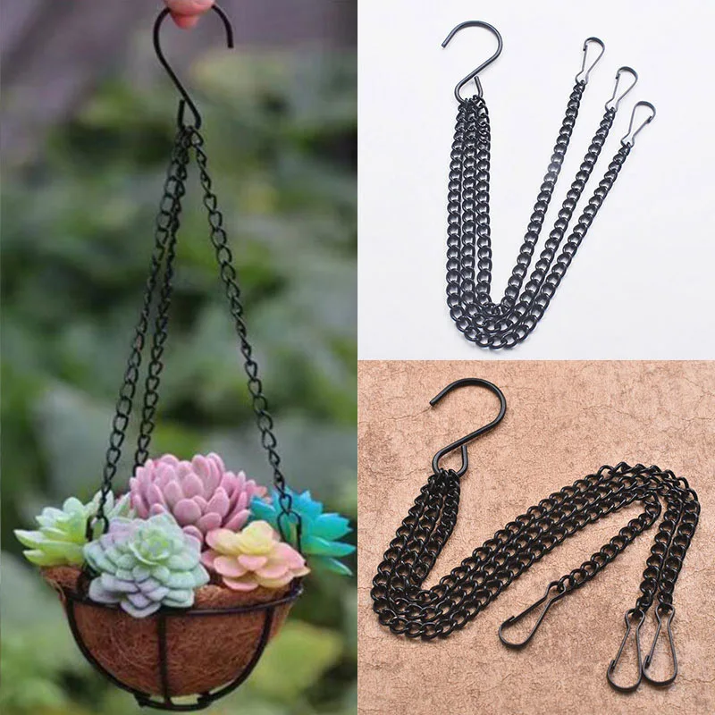 30-100cm Imitation Rattan Hanging Basket Flower Pot Chain With 3 Hooks Hydroponic Plants Plant Grow Basin Home Garden Decor