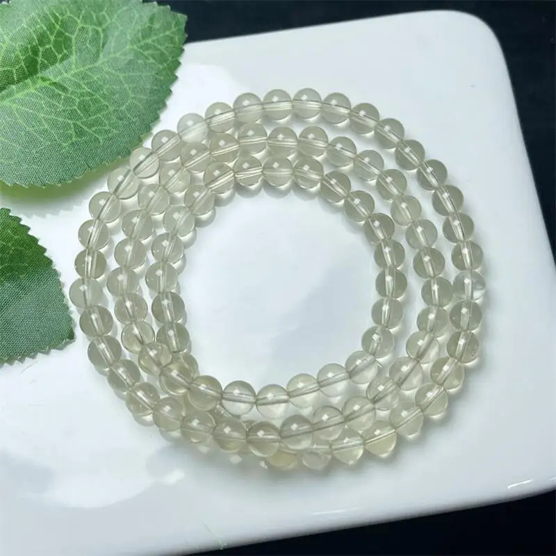 6MM Natural Libyan Meteorite Triple Circle Bracelet For Women Men Love Gift Crystal Beads Strands Jewelry Gift 1PCS