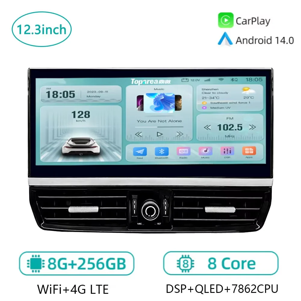 

12,3 "автомобильный радиоприемник Android 14, GPS-навигация, 4G, Wi-Fi, стерео для Porsche Cayenne, автомобильный мультимедийный видеоплеер CarPlay 2010-2017