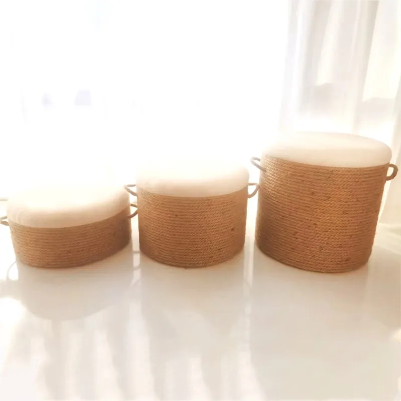 Woven hemp rope hand-held thick cushion balcony bay window meditation low stool homestay soft decoration circular seat pier