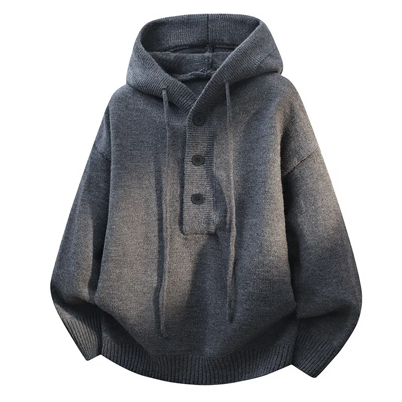 

Hooded Cardigan Sweater Korean Vintage Zipper Long Sleeve Loose Hoodie Knitwear Pullover Sweater Thickened Warm Winter Clothing