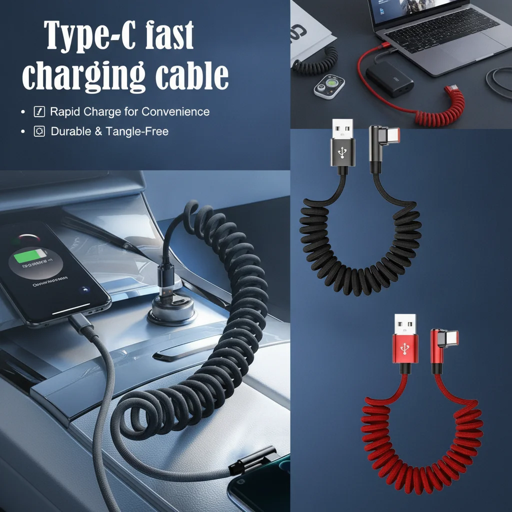 120W Super Flash Charging Type-C Elbow Braided Spring Data Cable 6A Car Charging Cable Suitable for Huawei Honor