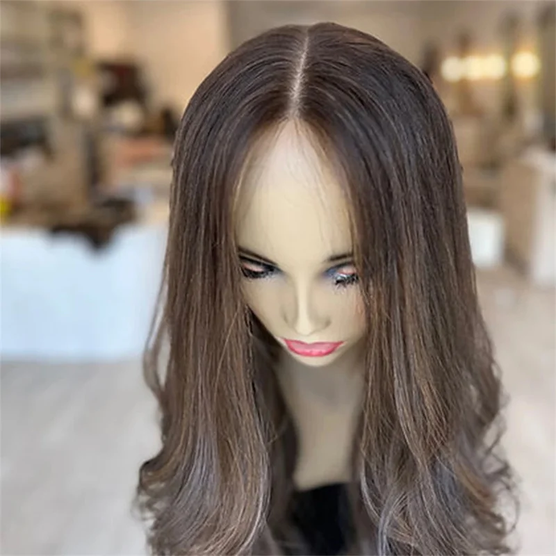 Marrom natural onda do corpo sem cola macio 5x5 base de seda peruca de cabelo humano judeu cabelo do bebê hd laço cabelo europeu preplucked