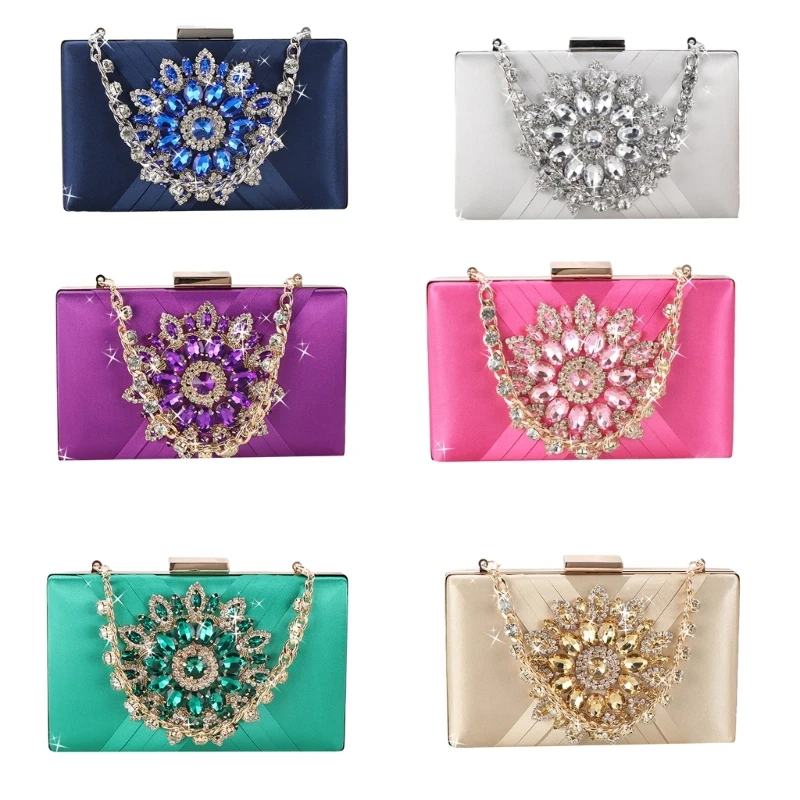 

Sparkling Sunflower Rhinestone Evening Bag Bridal Wedding Party Clutch Glitter Purse Women Cocktail Prom Handbag Shoulder Bag