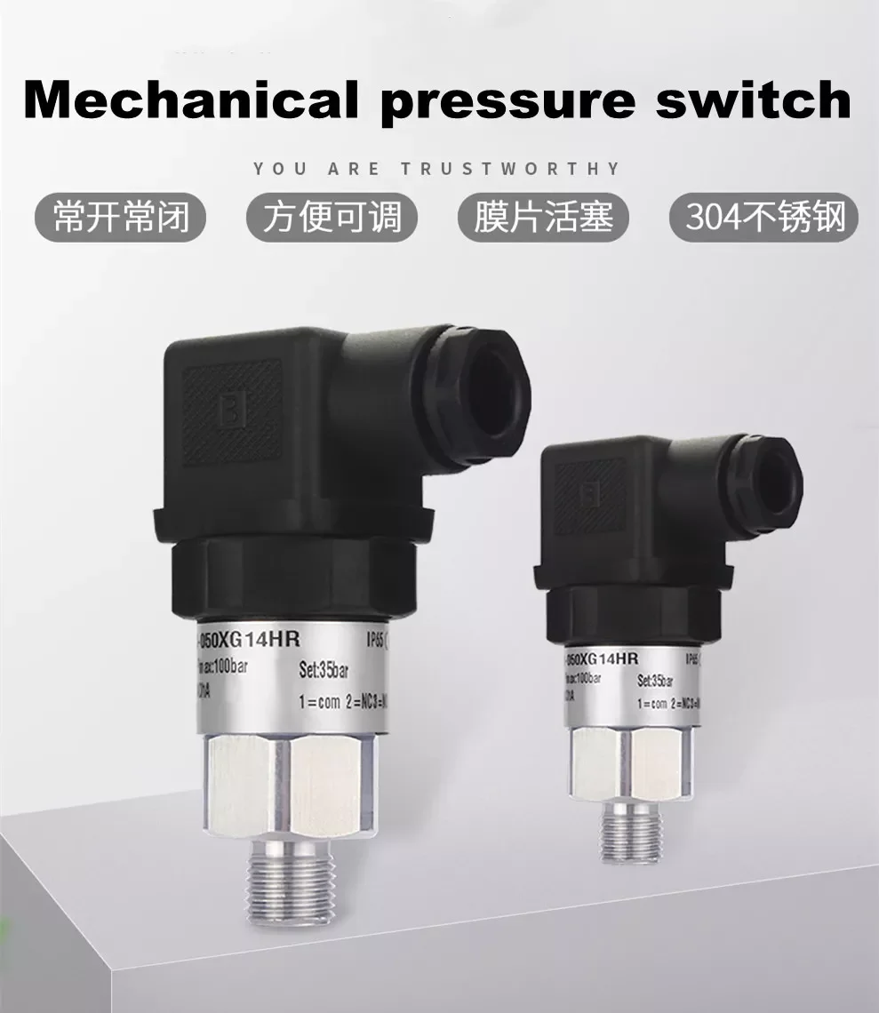 0-400bar Standard Mechanical Pressure Switch Stainless Steel Diaphragm Adjustable Oil Water Diaphragm Piston Pressure Control