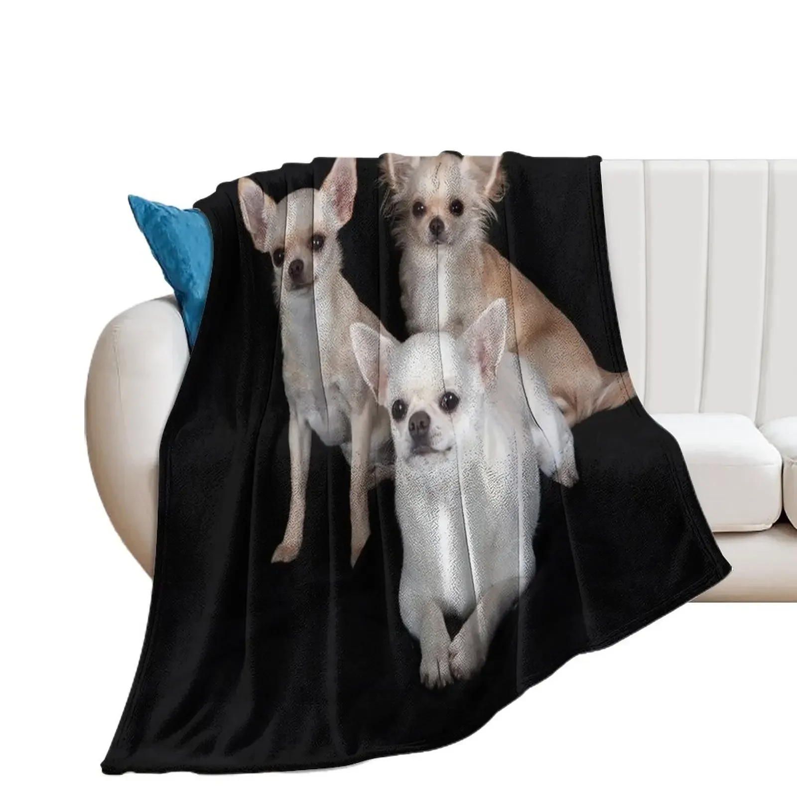 

Triplet Chihuahua Throw Blanket Bed Heavy Flannel christmas gifts Blankets