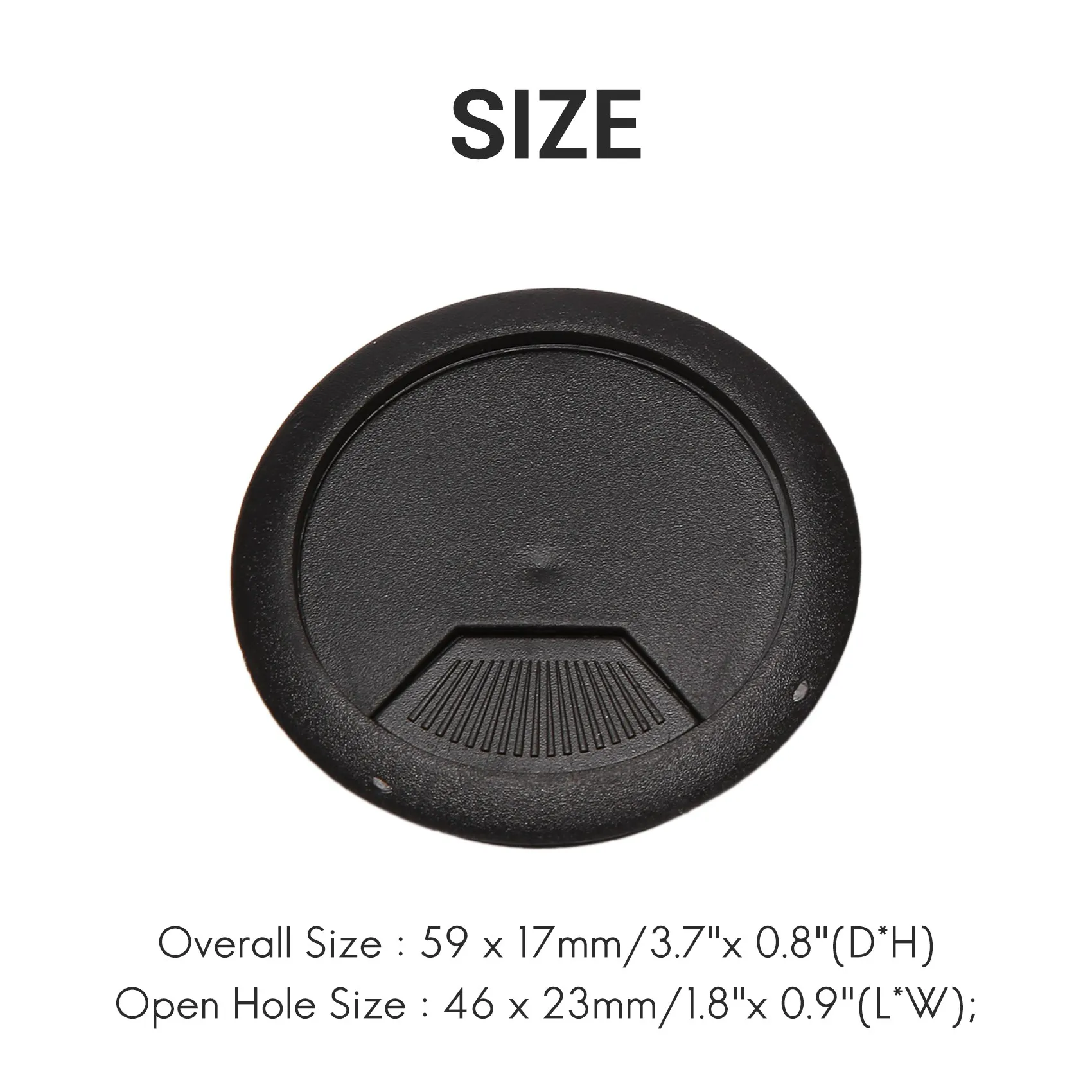 Black Desk Cable Grommets, Cabo De Fio, Tampa Do Furo, 50mm De Diâmetro, 2 Pcs