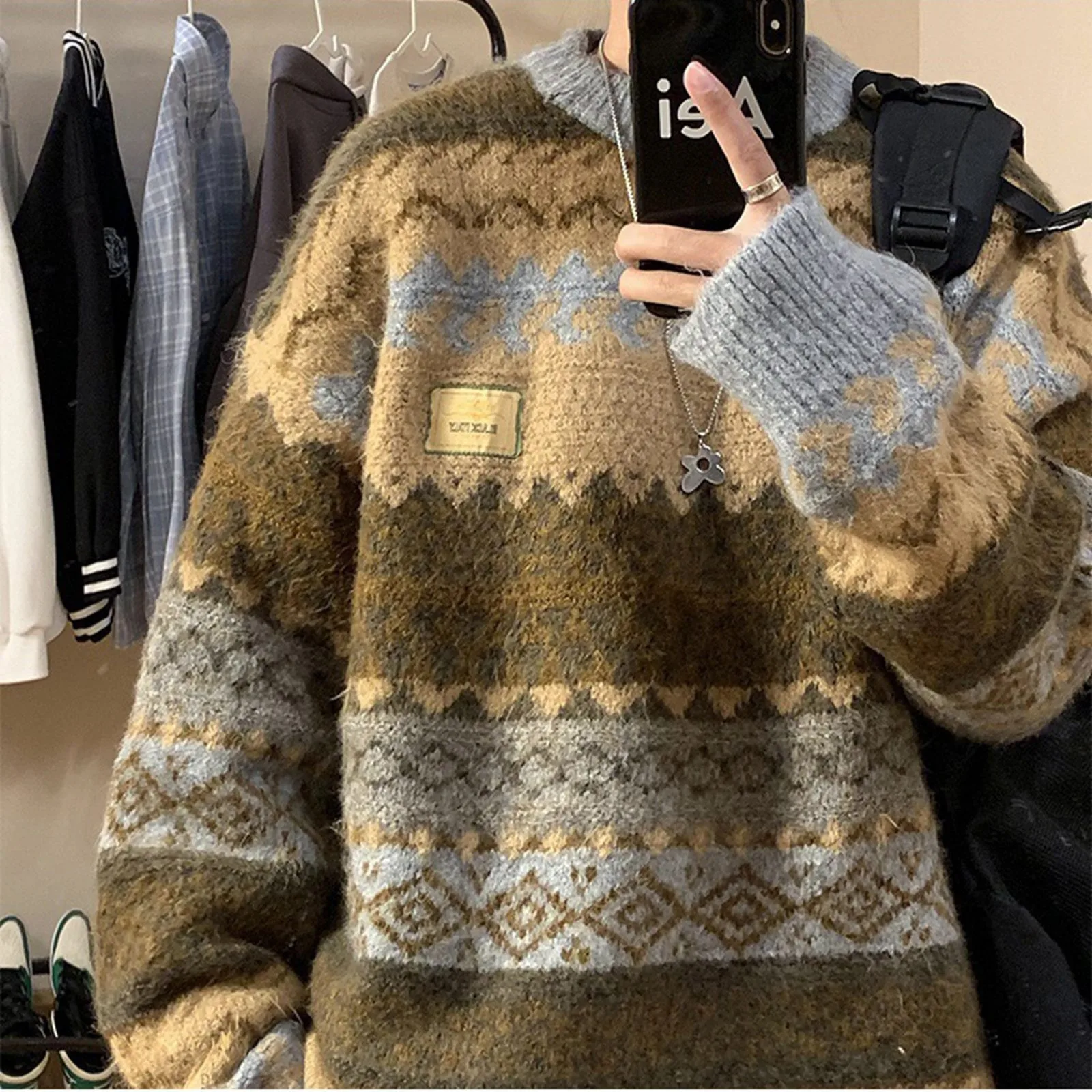 Tops Warm Knitted Sweaters Long Sleeve Men Fleece Pullover Autumn Winter Clothes Knitwears Fashion Jumper High Quality Sweater