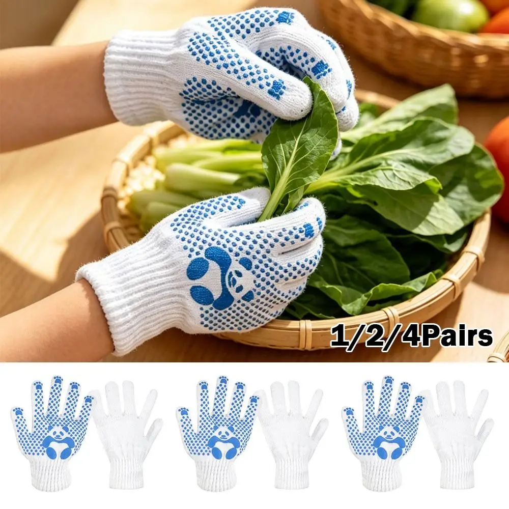 1/2/4Pairs Polyester Cotton Kids Gardening Gloves Animal Pattern Breathable Children Work Gloves Anti Skid No Odor