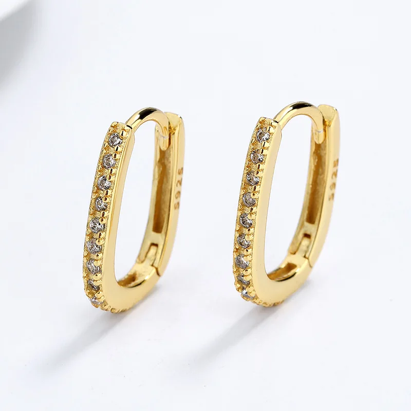 Full D Color Sparkling Moissanite Earring 925 Sterling Silver Shining Diamond Square Hoop Earring For Women Wedding Jewelry