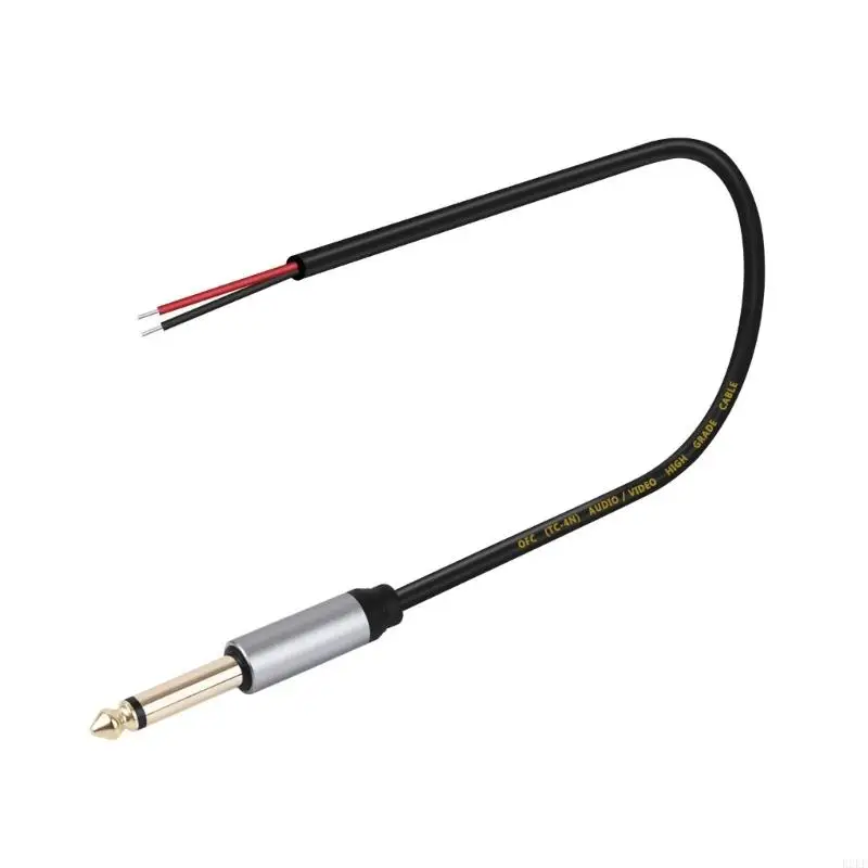 

B2EF 6.35mm Male Mono to Bare Wire Open End Cable with Gold Plated Connectors for Speaker and Amplifiers Repair
