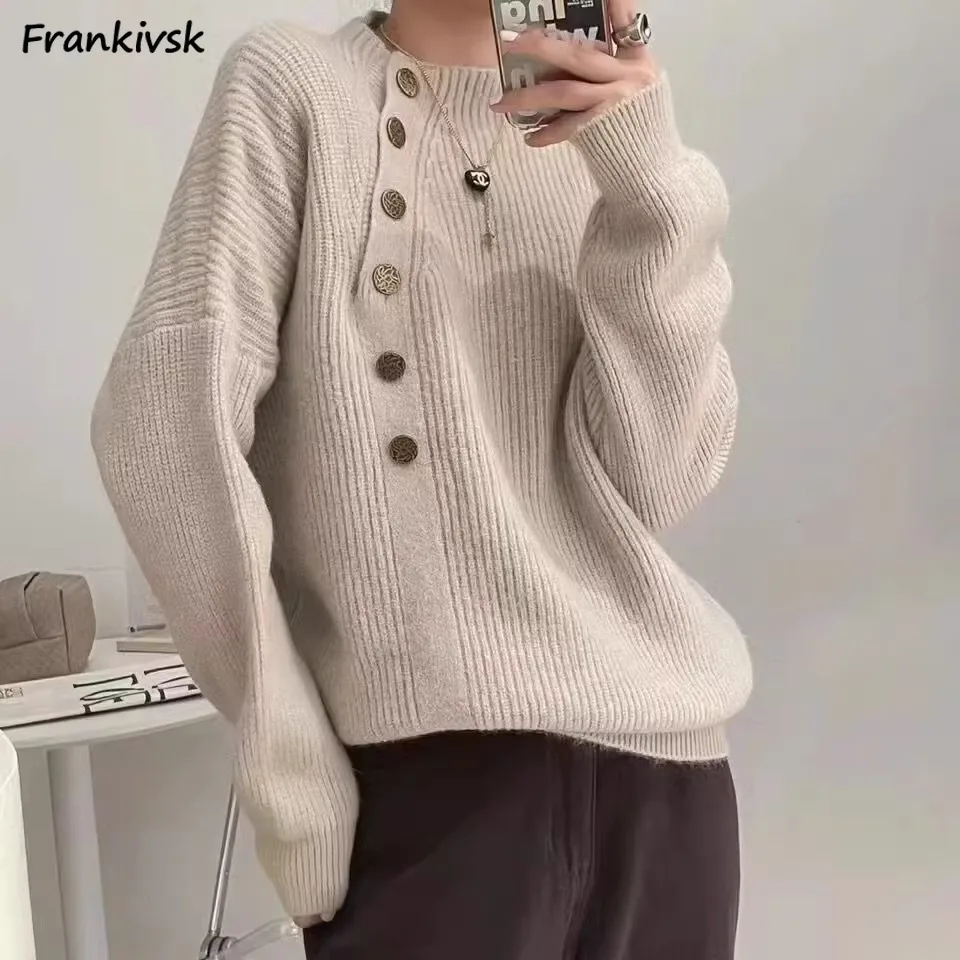 5 Color Sweaters Women Autumn Slouchy Knitting Temperament Tender Stretchy Simple Daily All-match Comfortable Korean Style Ins