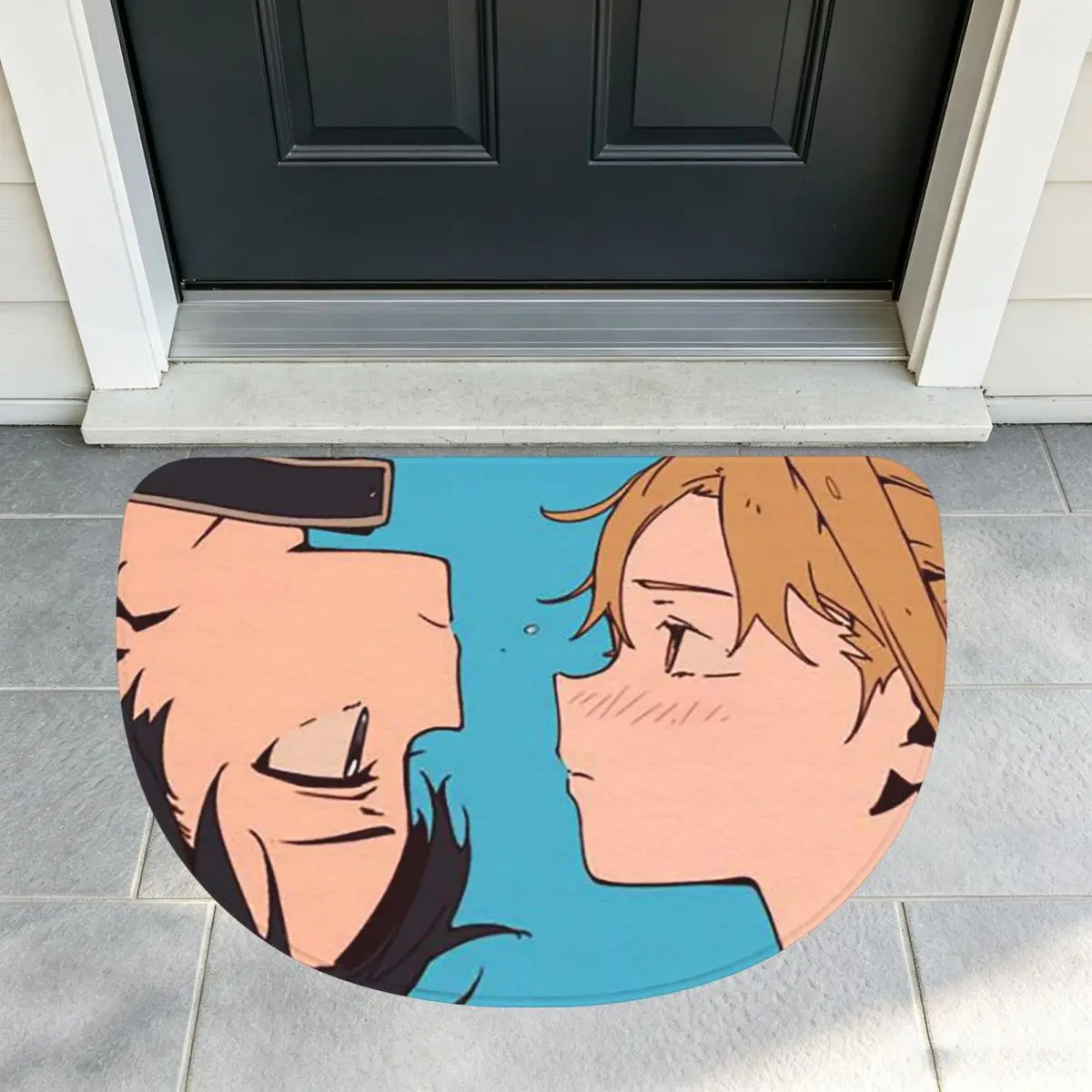 Sword Art Online Yuuki Asuna Anime Soft Flannel Half Round Doormat Non Slip Bathroom Mat Absorbent Floor Carpet for Living Room