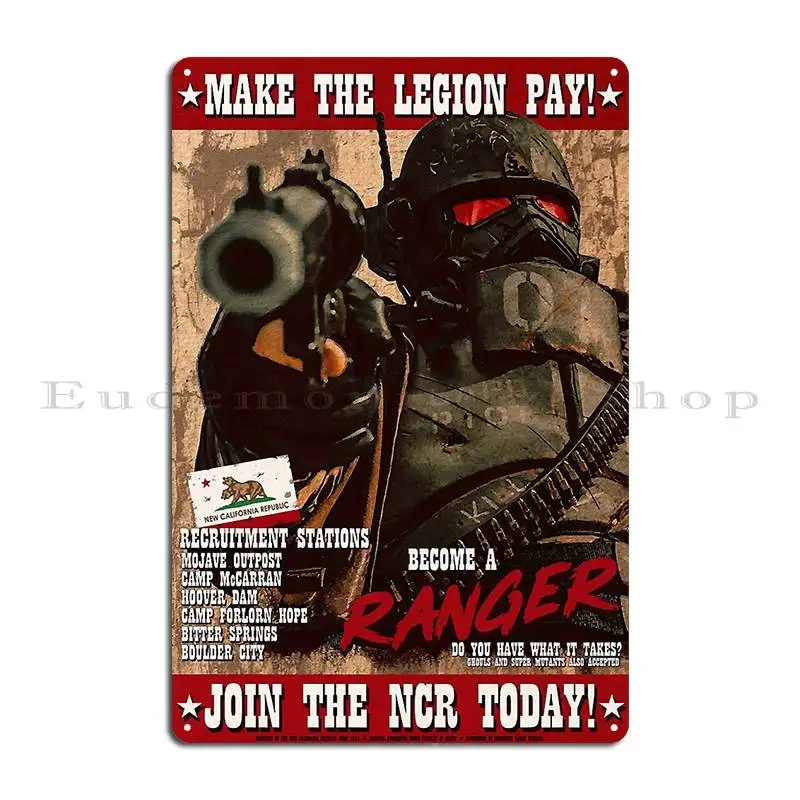 Power Dead End Post Apocalypse Doomsday Cunning Fallout New Vegas Ncr Ranger Propaganda Metal Sign Mural Create Tin Sign Poster