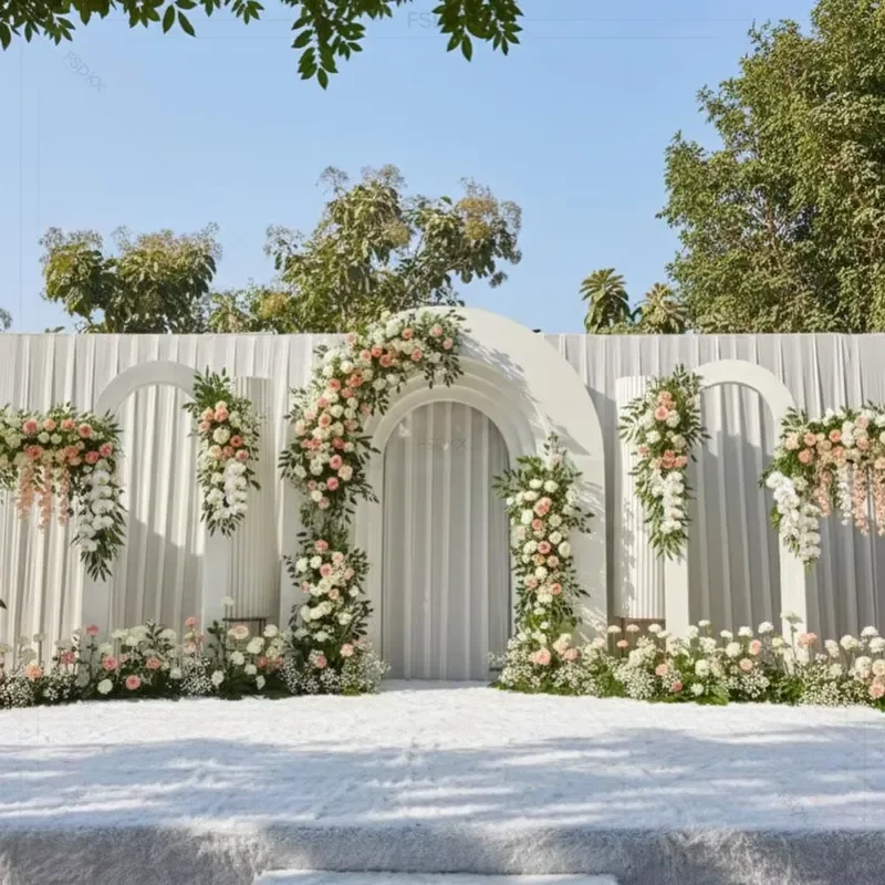 Modern Luxury 3D Arched Wedding Stage Background Wall Giant Decoration for Outdoor Activities Event Party Backdrop Design