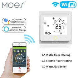 Moes WiFi Termostato Intelligente Regolatore di Temperatura per Riscaldamento Acqua/Elettrico a Pavimento Controllo Caldaia a Gas con Alexa Google Home