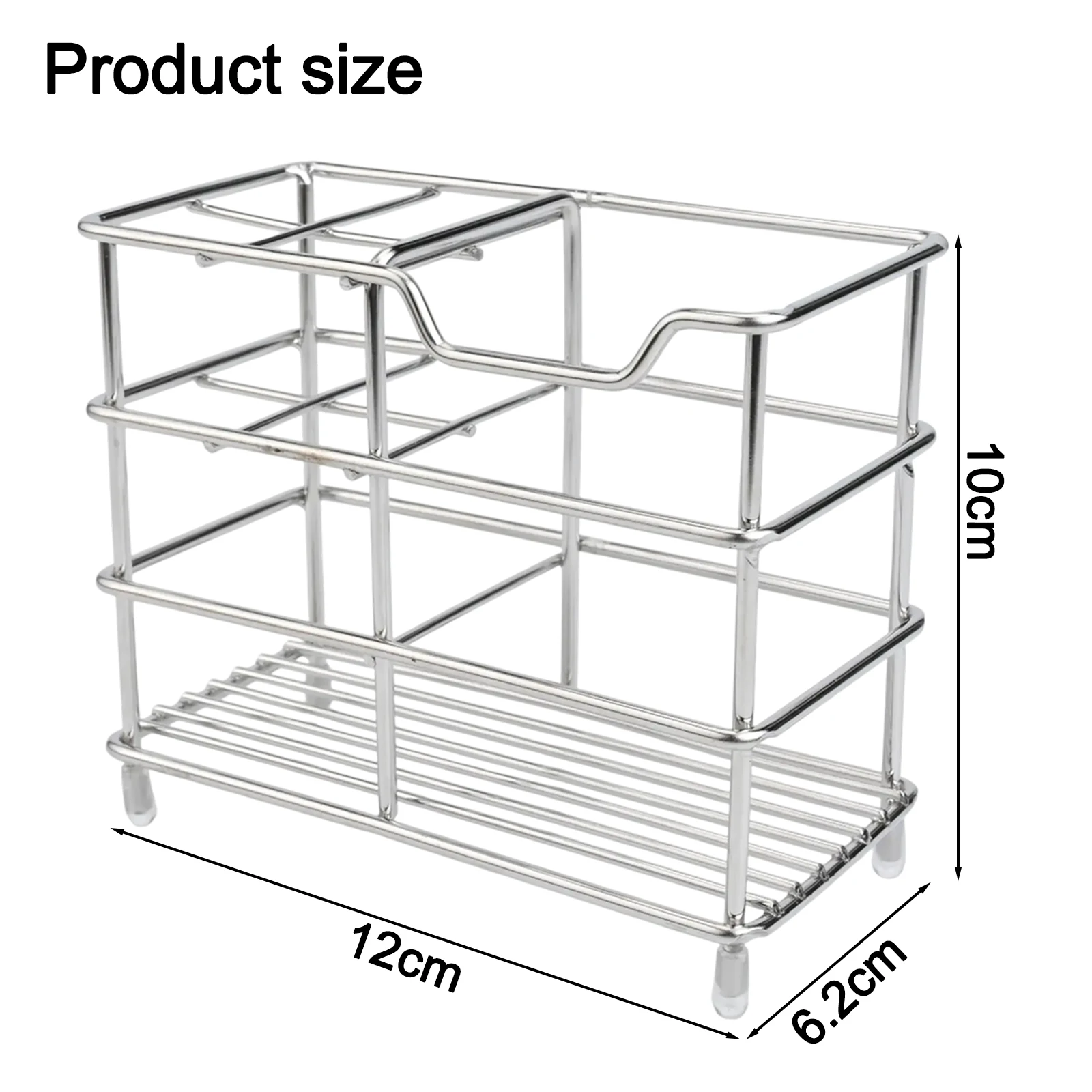 Toothbrush Organizer Stainless Steel Toothpaste Dispenser Stand With Non Slip Feet For Bathroom Vanity Countertop Storage Tool