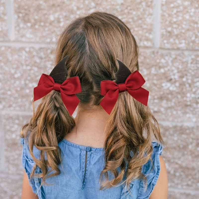 Punk Bat Wing Bowknot Hair Clip Halloween Party Headwear for Woman Girls Taking Photo Bangs Hairpin