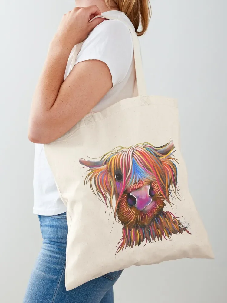 CoW PRiNT SCoTTiSH HiGHLaND ' BRuCe oN GReY ' BY SHiRLeY MacARTHuR Tote Bag Shopper bag the tote bag