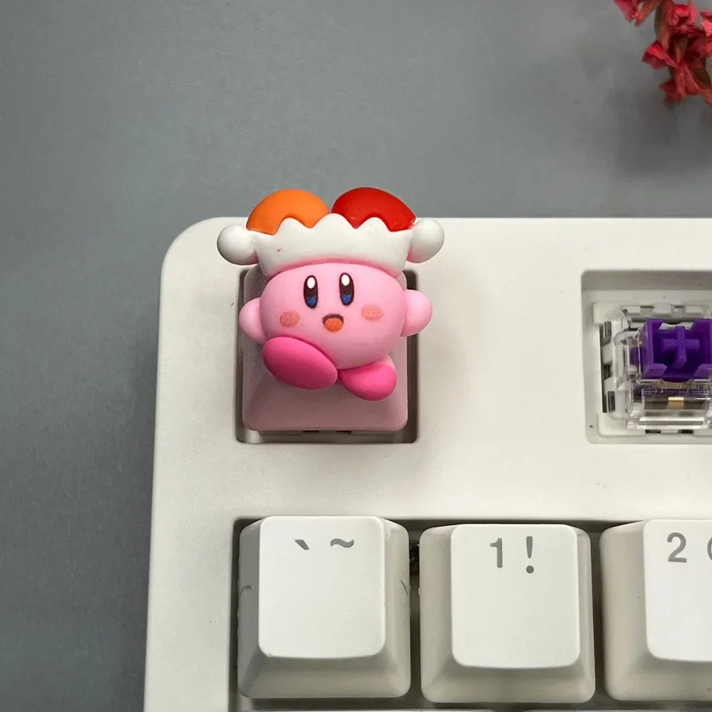 Cute Kirby Keycap Game Mechanical Keyboard R4 ESC Cross Axis Cartoon Anime Pink Girl Heart Keycap