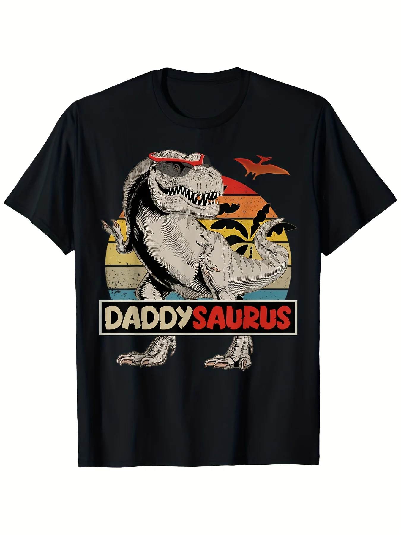 Funny Daddy Saurus T-Rex Graphic Father's Day Gift T-Shirt 100% Cotton O-Neck Short Sleeve Summer Casual Mens T-shirt Streetwear