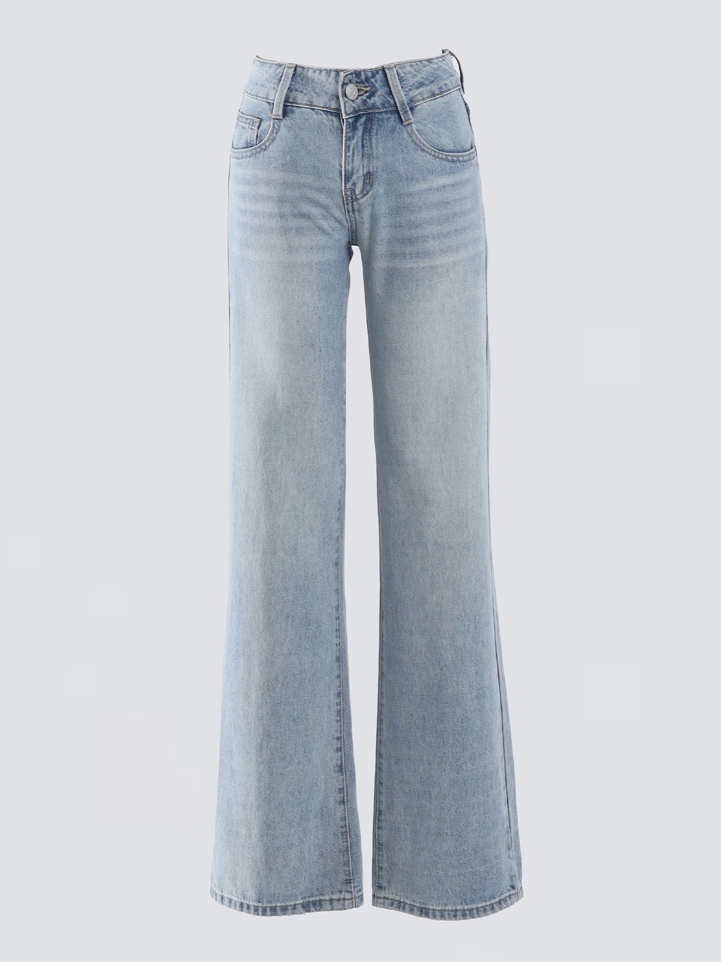 TGXQ Light Blue Straight Leg Jeans Women's Low Waist Loose Lazy Style Wide Leg Pants Retro Style Casual Comfortable Denim