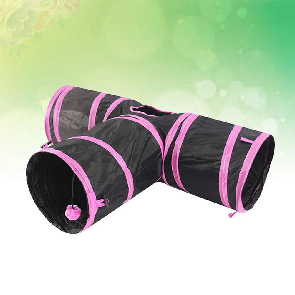 

Складной интерактивный туннель для кошек, розовый, для игр и упражнений котят, компактный, экономит место