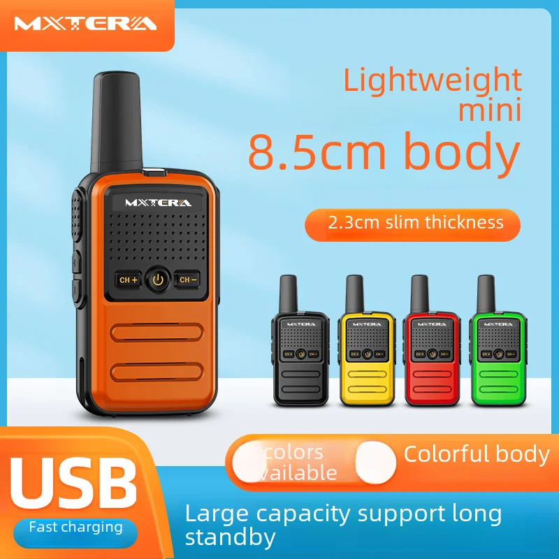 Mini Walkie Talkie for Kids, Handheld Transceiver, 6km Receiver, Two Way Radio, Toys for Boys and Girls, 2Pcs