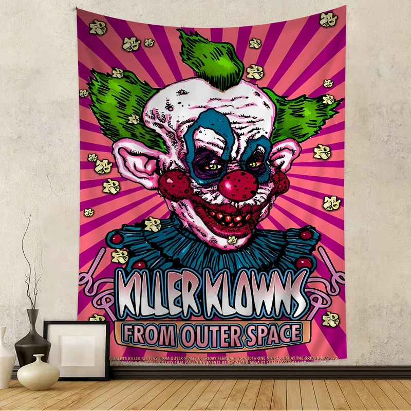 Killer Klowns from Outer Space Anime Tapestry Hanging Tarot Hippie Wall Rugs Dorm Home Decor # 0@