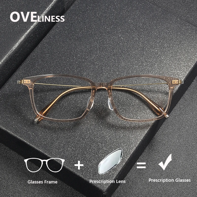 

optical Acetate Titanium Glasses Frame Men Retro Vintage square Prescription myopia Eyeglasses frame Women Spectacles Eyewear