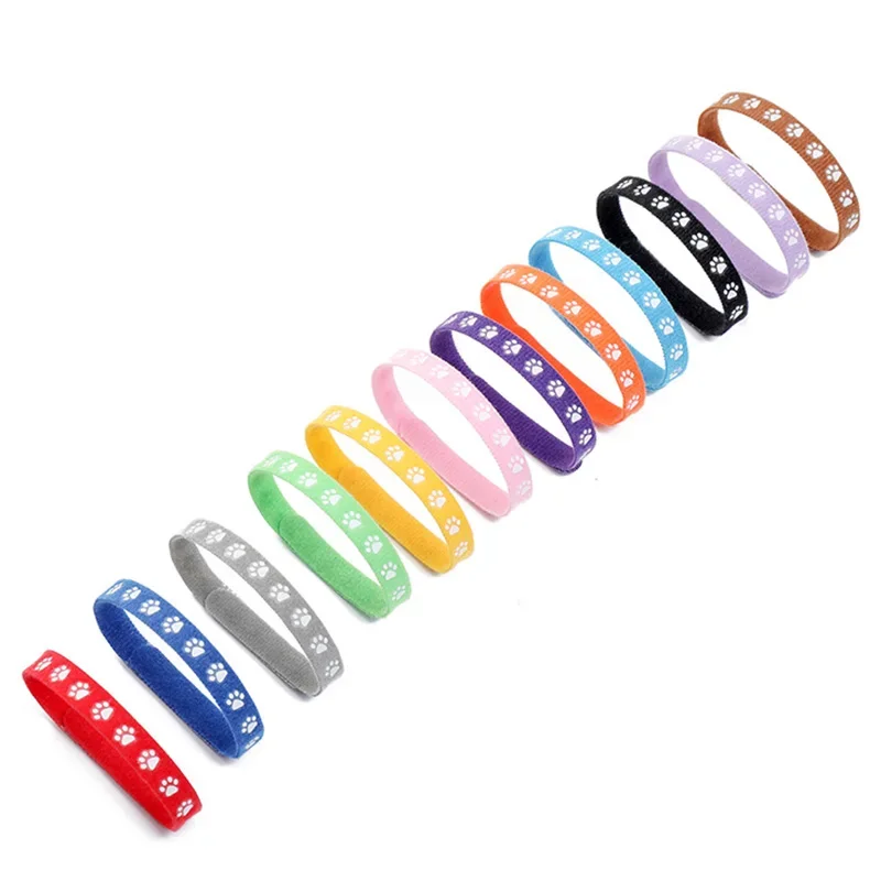 6/12pcs Pet Classification Collar Puppy Kitten Identification Footprint Collar Newborn Puppy Cat BirthMilkDogNecklacePetSupplies