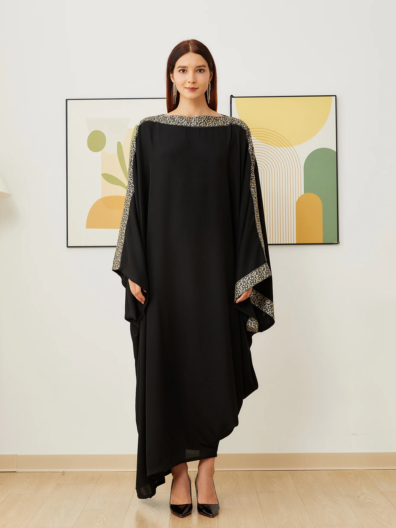 

Свободный халат с рукавами «летучая мышь» в арабском этническом стиле, мусульманское платье Хай Абая, вечернее платье больших размеров для похудения, банкетное платье
