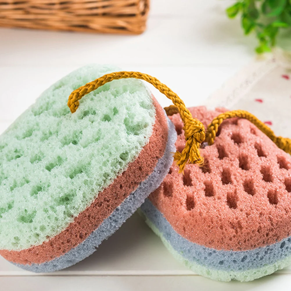 2PCS Bath Sponge Exfoliator Skin-Friendly Shower Sponges Scrubbers Bathing Tools for Bathroom